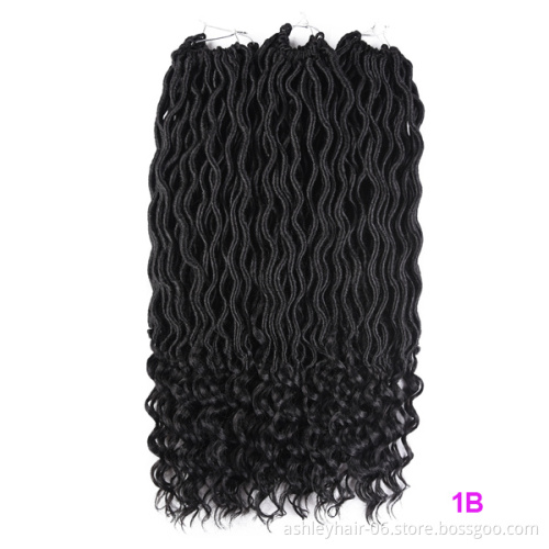 18 Inch 24 Strands Synthetic Hair Curly End Goddess Soft Crochet Braids Faux Locs braid hair